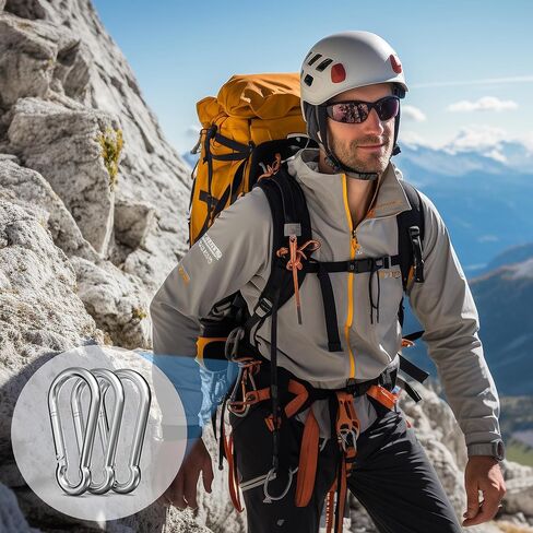 120PCS 2.4" Spring Snap Hook Carabiners, M6 x 2-3/8 Inch Heavy Duty Carabiner Clip Galvanized Steel Quick Link Snap Hook, 260LBS Holding Capacity for Swing, Hammock, Hiking, Gym, Travel Camping in Kuwait