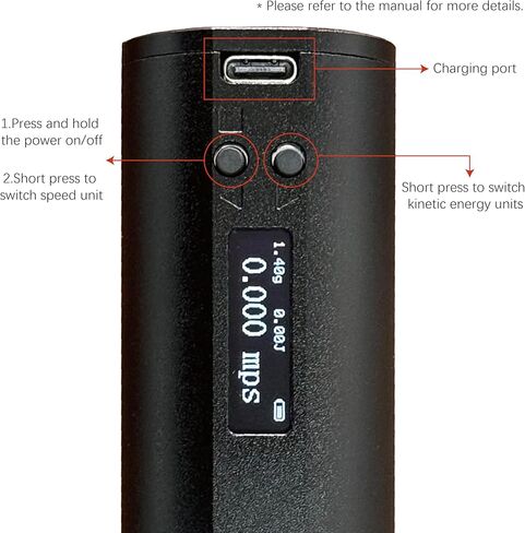 End Mounted Chronograph Bullet Speed Meter, Shooting Tester Pocket Chrony for PCP Airgun Velocity Measurement in Kuwait