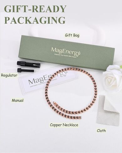 قلادة مغناطيسية للنحاس Magenergy للنساء مع مربع هدايا لمهدف عيد ميلاد الأم (Copper-Xo) in Kuwait