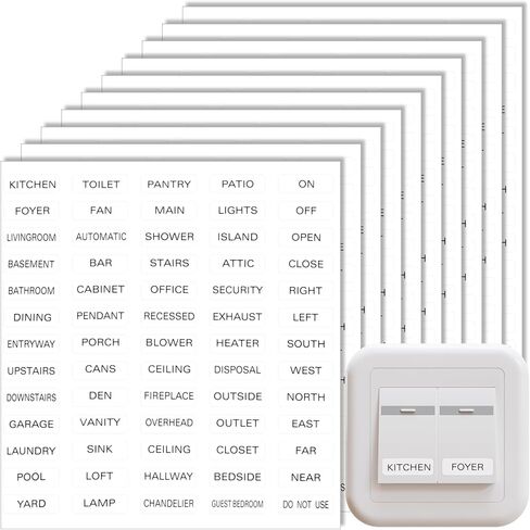 650 Pcs Light Switch Labels Stickers - Transparent Identification Light Switch Stickers - Vinyl Black Font for Home Office Electrical Panel Markers in Saudi Arabia