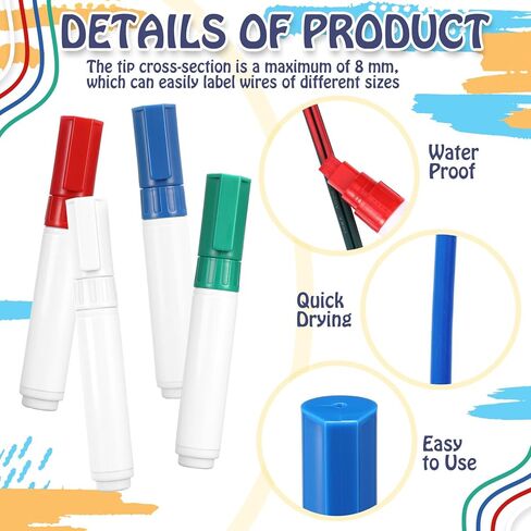 4 Pack Multiple Color Wire Marker Single Phase Set Waterproof Quick-Drying Marker Blue/red/White/Green in Saudi Arabia