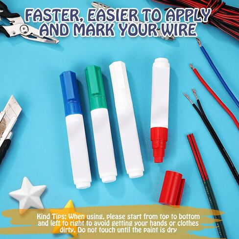 4 Pack Multiple Color Wire Marker Single Phase Set Waterproof Quick-Drying Marker Blue/red/White/Green in Saudi Arabia