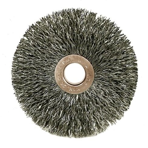 Weiler 15573 Small Diameter Crimped Wire Wheel, 3" Diameter x 5/8" W, 1/2"-3/8", 0.014", 20000 RPM in Saudi Arabia