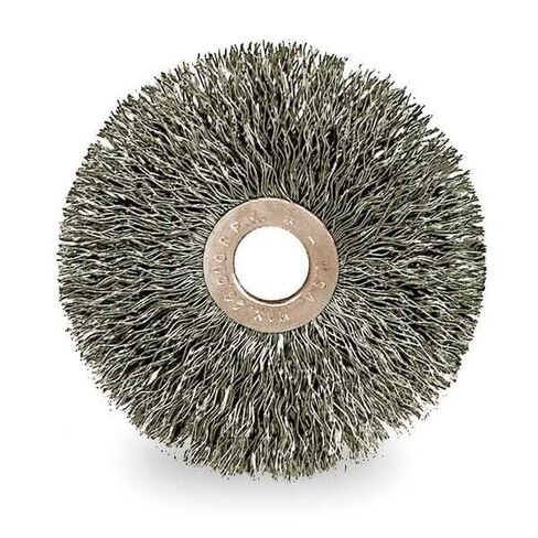 Weiler 15573 Small Diameter Crimped Wire Wheel, 3" Diameter x 5/8" W, 1/2"-3/8", 0.014", 20000 RPM in Saudi Arabia