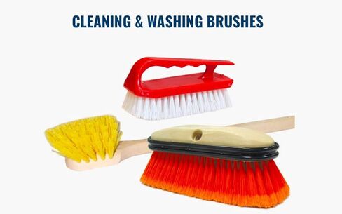 Weiler 79109 20" Utility Scrub Brush, Yellow Polypropylene Fill, Long Handle, Foam Block in Saudi Arabia