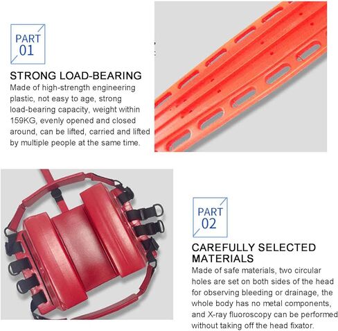 Emergency Rescue Spine Board, Water Floating Stretcher, Rescue Kit Comprehensive Emergency Support with Spine Board, Head Immobilizer, Neck Guard, Lightweight in Saudi Arabia