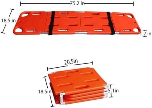 Lifeguard Spine Board Stretcher - Foldable Plastic Rescue Backboard, Water Floatable, 350Lb Capacity, Compact Two-Fold Design for Emergency Rescue & First Aid in Saudi Arabia