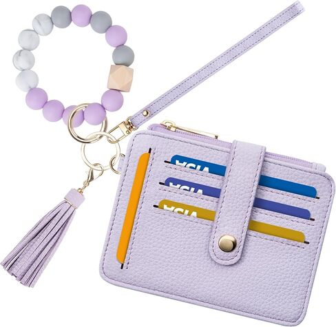 محفظة سلسلة مفاتيح مع سوار RFID حظر حامل بطاقة ائتمان المعصم ، حلقة شرابة حبة السيليكون للنساء in Kuwait