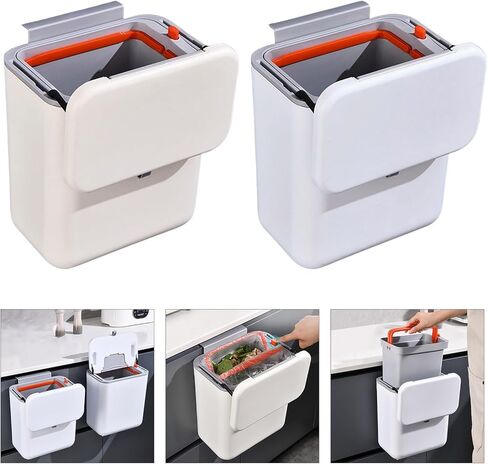 Wall Mounted Garbage Bin with Lid Kitchen Compost Bin for Kitchen and Bathroom Organization in Kuwait