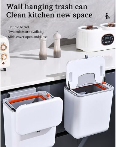 Wall Mounted Garbage Bin with Lid Kitchen Compost Bin for Kitchen and Bathroom Organization in Kuwait
