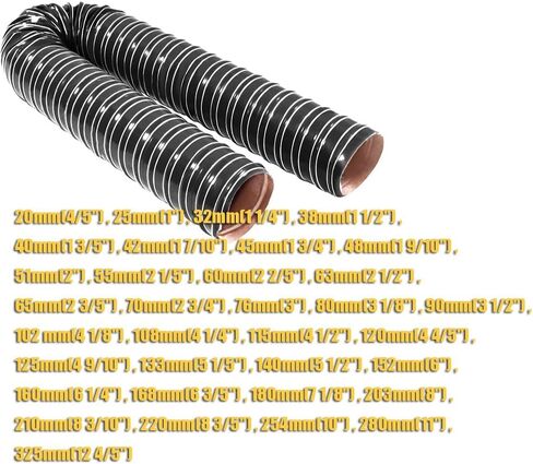 Flexible Silicone Brake Cooling Duct Hose - 203mm (8") Insulated Vent Pipe for Automotive Exhaust Fan, Dryer Vent, Induction Intake, Heat Resistance in Saudi Arabia
