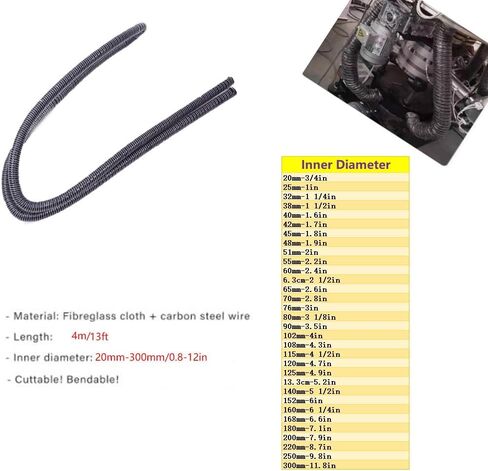 13ft Automotive Air Duct Hose - Flexible Silicone Dryer Vent with Clamps for Brake Cooling, 3" & 2" Compatibility, Durable Black Ducting for Optimal Performance in Saudi Arabia