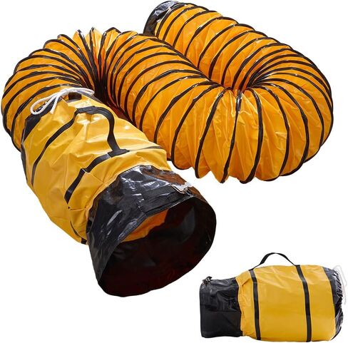 16ft PVC Flexible Ducting Hose Retracts Into Self-Contained Carry Bag, 12Inch Flame Retardant HVAC Ducting with Adjustable Belt for Ventilation & Exhaust (12inch x 16ft w/bag) in Kuwait