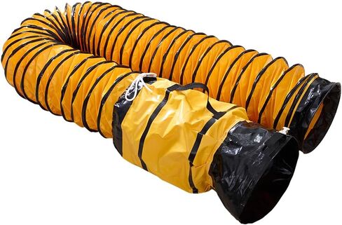 16ft PVC Flexible Ducting Hose Retracts Into Self-Contained Carry Bag, 12Inch Flame Retardant HVAC Ducting with Adjustable Belt for Ventilation & Exhaust (12inch x 16ft w/bag) in Kuwait