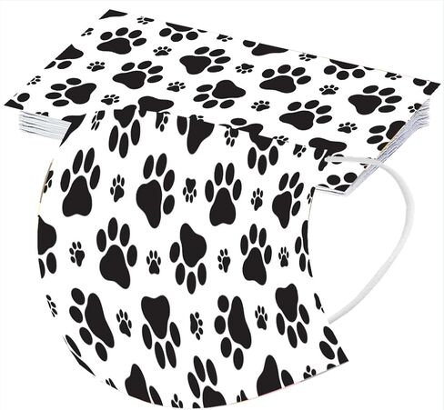 Cute Dog Disposable Face Cover with Designs for Adults,3-Ply Printed Pattern with Nose Wire,50Pcs in Kuwait