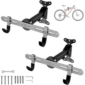 Heavy-Duty Bike Wall Mount for Garage Aluminum Alloy & Steel Folding Bicycle Rack,360° Rotation,Adjustable Hook, 66lbs Capacity Horizontal Indoor Bike Storage, for Road Mountain Hybrid Bikes in Kuwait