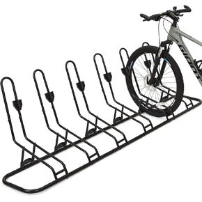 حامل دراجة أرضي لـ 6 دراجات، تصميم فرامل قرصية وقائية ومسارات، حامل دراجة مقاوم للماء للاستخدام في الأماكن المغلقة/الخارجية/المرآب، يناسب الإطارات مقاس 12 بوصة - 29 بوصة، أنابيب فولاذية مطورة مقاس 0.63 بوصة لتحقيق الثبات in Kuwait