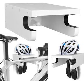 Wooden Bike Wall Mount Rack with Shelf and Hooks for Home, Space-Saving Indoor Horizontal Bike Storage Rack for Garage, Wood Wall Mounted Bike Hangers for Single Road, Mountain Bicycle in Saudi Arabia