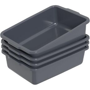 4 عبوات من صناديق الحافلات التجارية البلاستيكية سعة 24 لترًا، حوض حافلات المرافق للمطعم، باللون الرمادي in Kuwait