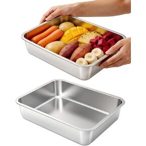 Stainless Steel Commercial Bus Tubs, 2 Pack 12 Liter Stainless Steel Dish Pan Commercial Bus Tubs Food Storage Container for Catering, Marinating, Dishwashing in Kuwait