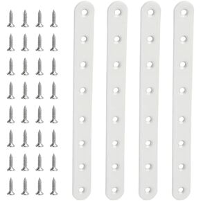 4 Pcs White Flat Straight Braces Stainless Steel Straight Brackets 10 x 0.78 inch Metal Mending Plate for Wood, Heavy Duty Repair Joining Bracket, with Screws in Kuwait