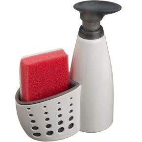مضخة صابون المطبخ وعلبة إسفنجة من كاسبيلا سيدر، أبيض/رمادي in Kuwait