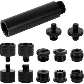 13pcs Microphone Stand Adapter Screws with Extension Tubes, Aluminum Alloy 3/8" to 5/8" & 1/4" Thread Converters Mic Screw Adapter Accessories for Mic Boom Arm Mount Camera Tripod Fill Light in Kuwait