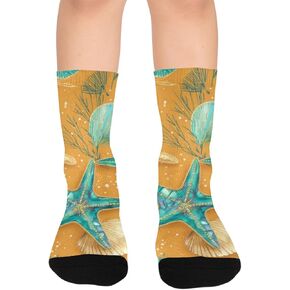 جوارب ذهبية للمشي لمسافات طويلة باللون البرتقالي - جوارب شتوية حرارية سميكة دافئة للأولاد والبنات للمدرسة، والارتداء اليومي والأنشطة الخارجية in Kuwait