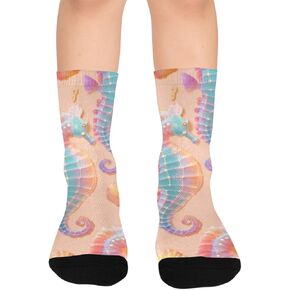 جوارب المشي لمسافات طويلة بتصميم المحيط الساحلي باللون الوردي - جوارب شتوية حرارية سميكة دافئة للأولاد والبنات للمدرسة، والارتداء اليومي والأنشطة الخارجية in Kuwait