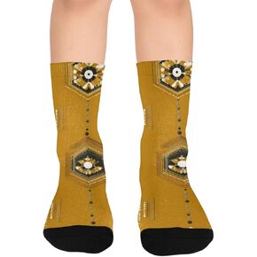 جوارب المشي لمسافات طويلة بطبعة سداسية ذهبية - جوارب شتوية حرارية سميكة دافئة للأطفال الصغار للأولاد والبنات للمدرسة، والارتداء اليومي والأنشطة الخارجية in Kuwait