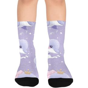 جوارب بيربل رويال دولفين آرت للمشي لمسافات طويلة - جوارب شتوية حرارية سميكة دافئة للأولاد والبنات للمدرسة، والارتداء اليومي والأنشطة الخارجية in Kuwait