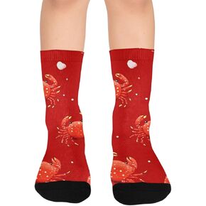 جوارب Art Red Crab Pals للتنزه سيرًا على الأقدام - جوارب شتوية حرارية سميكة دافئة للأولاد والبنات للمدرسة، والارتداء اليومي والأنشطة الخارجية in Kuwait