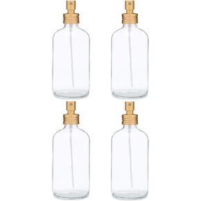Rail19 Apothecary Clear Glass Mist Bottle - Gold Metal Aluminum Nozzle, 8oz (2 Pack) in Saudi Arabia