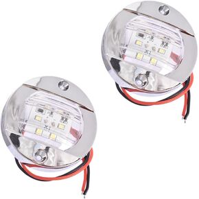 حقيقي 2x جولة 3 "مركبة بحرية ستيرن Transom أضواء الأبيض 6 LED سطح السفينة ضوء لافت للانتباه OEM استبدال حقيقي in Kuwait