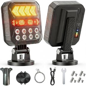 Solar Wireless Trailer Lights, 20H+ Max Runtime USB-C Rechargeable Magnetic Towing Lights Kit, IPX6 Waterproof Heavy-Duty Tow Lights for Boat Trailer, RV, Truck, Camper in Saudi Arabia
