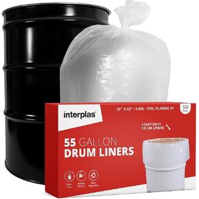 بطانات الأسطوانة Interplas سعة 55 جالونًا - متينة للغاية 4 مل LDPE - 38 بوصة × 65 بوصة 150 بطانة - حماية شديدة التحمل للتخزين الصناعي والسائب. in Kuwait