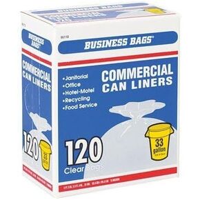 BERRY PLASTICS- FLEX FILMS Business Bags Commercial Trash Can Liners 33 Gal. 0.51mil Clear 120 Bags in Kuwait