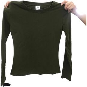 Women's Slim Fit Gray 100% Cotton Long Sleeve Layering Top T Shirt Indoor & Outdoor Versatile Use Y2K Stylish Fashion in Saudi Arabia