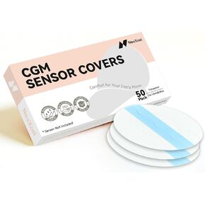 NeXxcel 50 Pack Sensor Covers for Freestyle Libre 3 and 3 Plus – Waterproof Ultra-Thin Transparent Adhesive Patches with No-Glue Center for Easy, Comfortable Daily Wear in Saudi Arabia