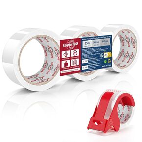 Transparent Packing Tape 2 inch x 60 Yards, 3 Rolls with Dispenser – Clear Heavy-Duty Parcel Tape for Secure Packaging, Total 180 Yards in Kuwait