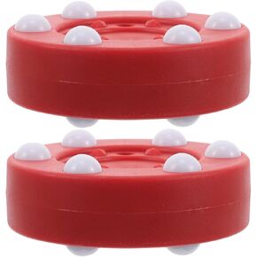 BESTonZON 2pcs Roller Hockey Pucks with Red Dots, Outdoor Practice Street Pucks for Men and Women, Plastic Ground Hockey Balls for Training and Competition in Kuwait