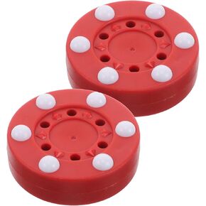 Hemoton 2pcs Roller Hockey Pucks with Soft Plastic Material Red Dotted Street Hockey Balls for Training and Outdoor Use Suitable for Men and Women in Kuwait