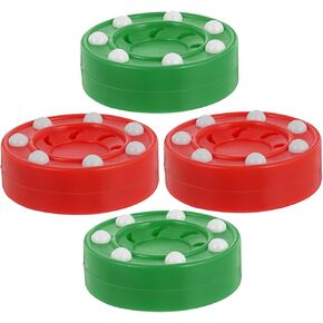Totority 4pcs Roller Hockey Pucks Training Set for Indoor and Outdoor Practice, Red and Green Sturdy Plastic Ice Hockey Balls for Adult and Youth Training in Kuwait