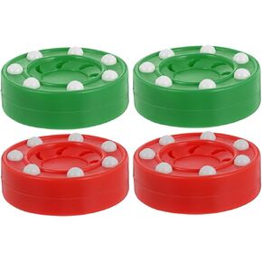 4pcs Roller Hockey Pucks Set, Red and Green Sturdy Plastic Street Hockey Balls for Indoor Outdoor Training and Practice in Kuwait