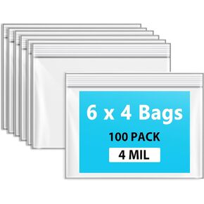 6" x 4" Zip Bags, 4 Mil Heavy Duty Bait Bags Clear Plastic Zipper Lock Sleeves, Pack of 100 in Kuwait
