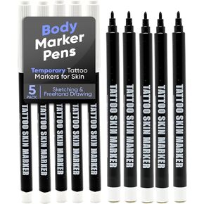 Body Marker Pens - Temporary Tattoo Markers for Skin, Body Safe & Washable Skin Scribes for Tattooing, Sketching & Freehand Drawing, Purple Bold Tip, 5 Pack in Kuwait