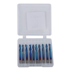 10Pcs 3.175mm Cemented Carbide Milling Cutters, 2 Flute Blue Nano Coating Flat Bottom, Ultra Fine Grained Material for PCB, SMT, CNC, Plastic and Carbon Fiber Cutting in Kuwait