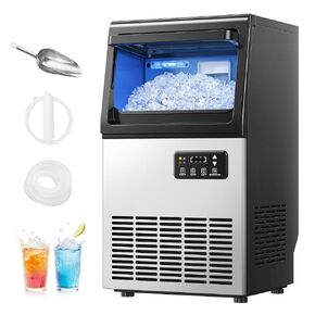EUHOMY Commercial Nugget Ice Maker Machine, 80lbs/24H, Stainless Steel Under Counter Pebble Ice Maker with Water Filter, 9.25lbs Storage Bin, Soft Sonic Ice Machine for Home/Bar/Cafe/Restaurant in Kuwait
