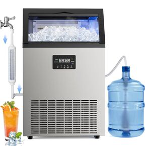 Commercial Ice Maker Machine 150LBS/24H Stainless Steel, with 50Lbs Storage Bin, Under Counter or Freestanding Ice Maker, 45 Ice Cubes in 8-15 Minutes for Commercial & Home in Kuwait