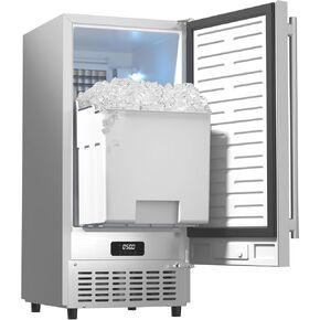Coolski 15" Under Counter Ice Maker Machine, 85 Lbs/Day, 30 LBS Storage Bin, Auto-Cleaning, Built-in Freestanding Commercial Ice Maker for Outdoor Home Bar Restaurant in Kuwait